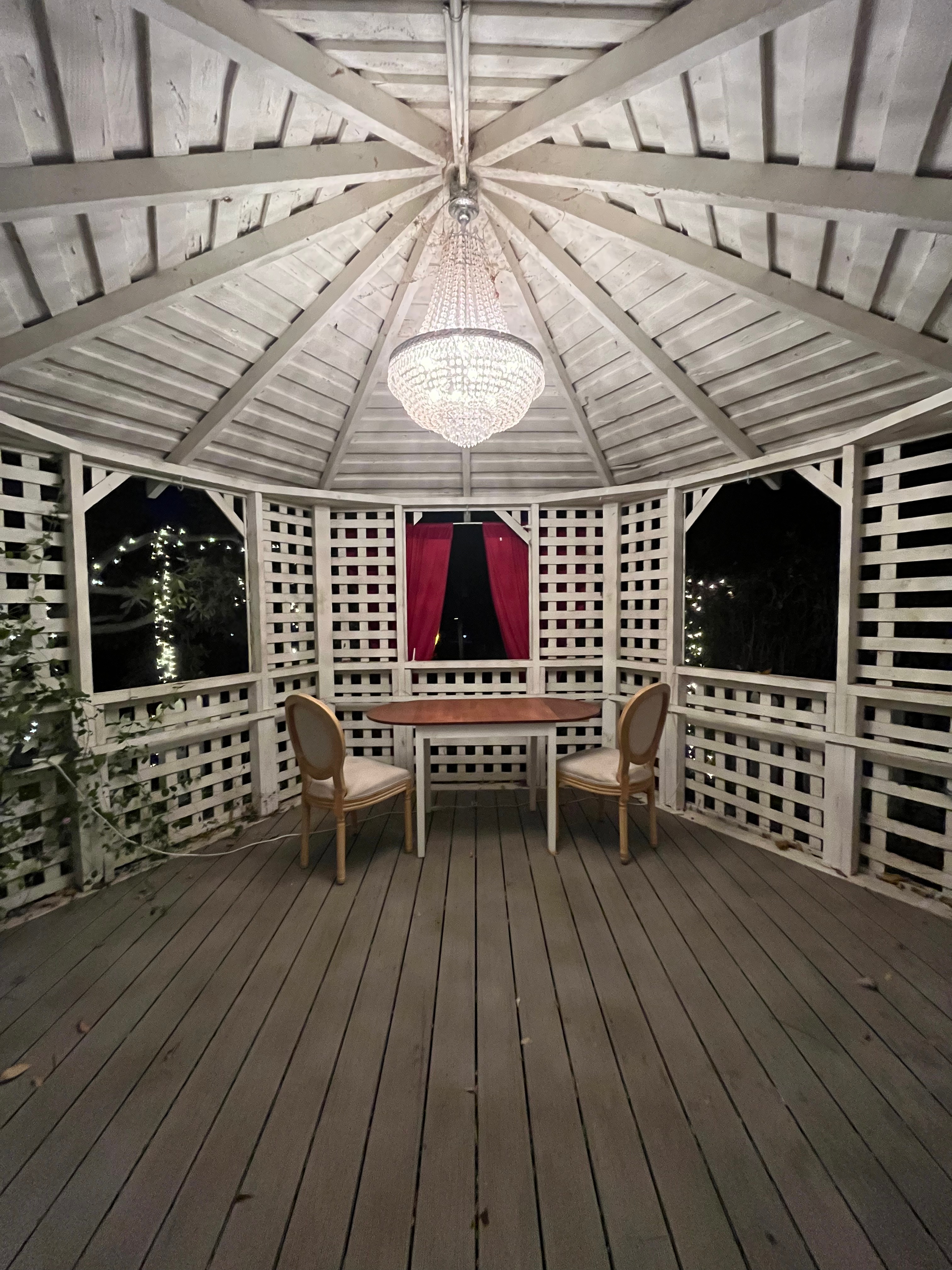 Stylish Gazebo Decor: Chandeliers and More